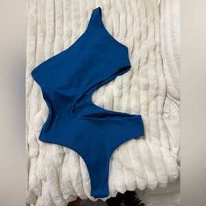 Blue One-Shoulder bodysuit. Never worn